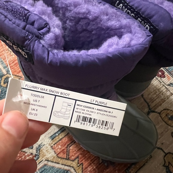 NEW WITH TAGS Lands End girls snow boots Purple Toddler Size 7 - Picture 3 of 3